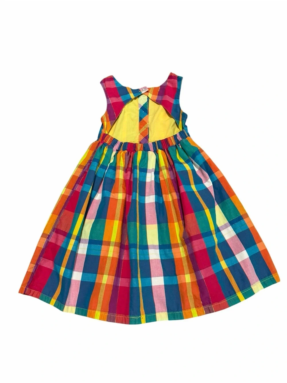 Penelope Mack Girls Multicolor Plaid Dress Back Cutout | Gold Lurex | Size 5‎